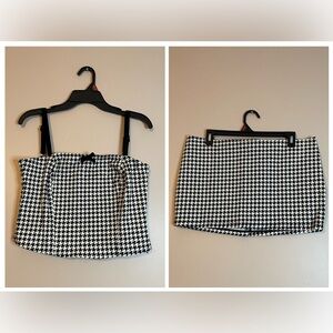 Matching Set Motel monochrome dogtooth micro skirt and top size large